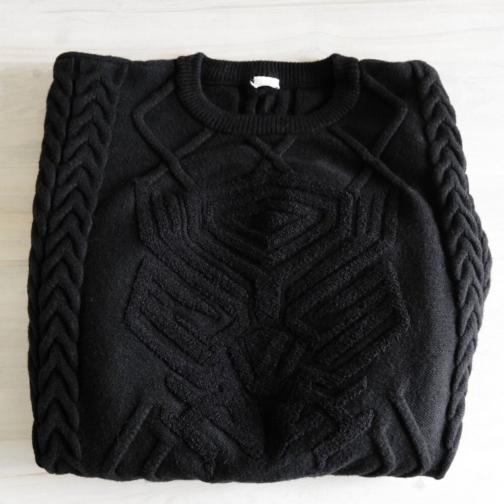 Disney Park Marvel Black Panther Cable Knit Sweater Wakanda Forever